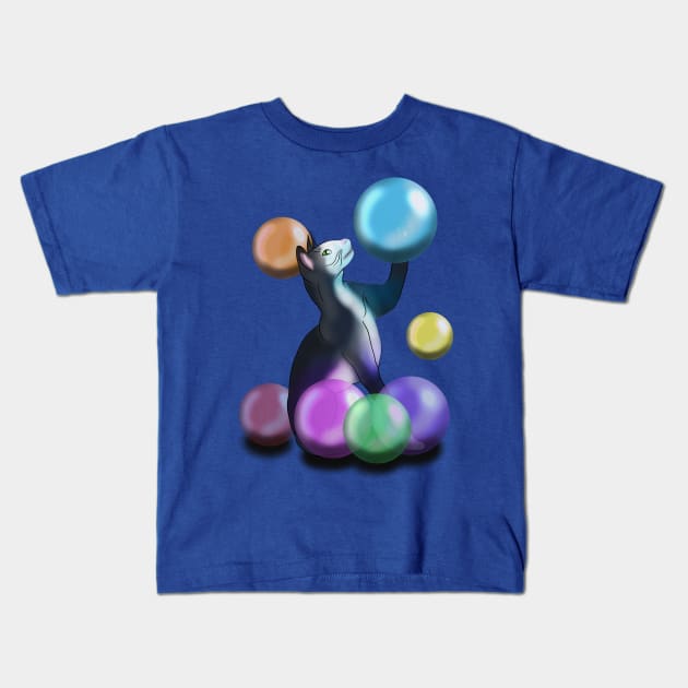 Black Siamese cat with transparent globes Kids T-Shirt by cuisinecat